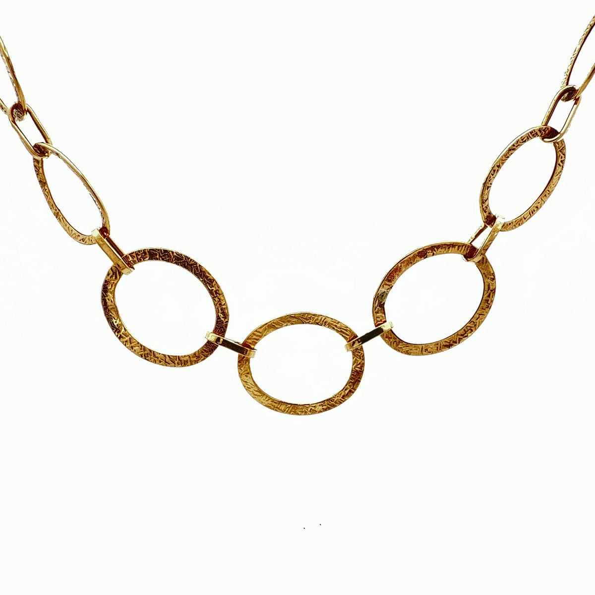 14K Yellow Gold Fancy Link Necklace, 18-Inch Dainty Chain Minimalist Style