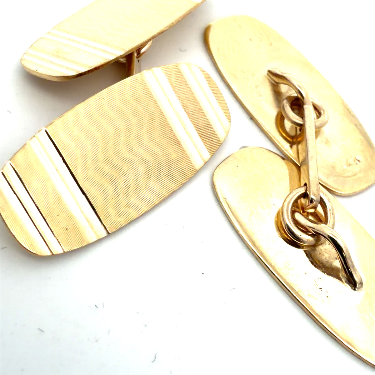 14K Yellow Gold Solid Textured Cufflinks - Classic Formal Accessory for Men