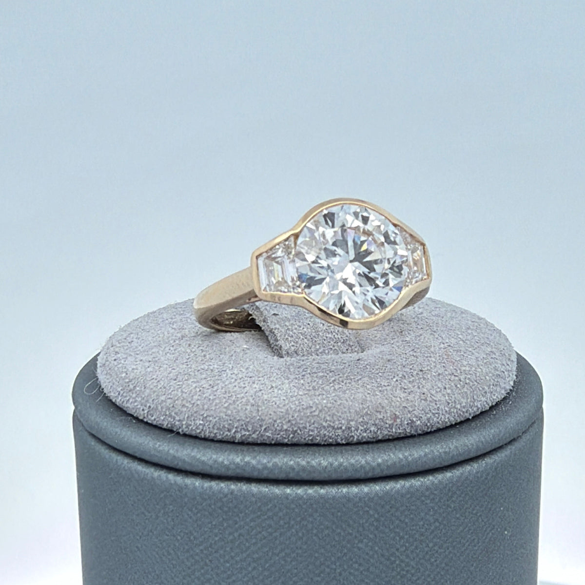 14K Yellow Gold Lab Grown Diamond Engagement Ring 2.52 CTW with Side Stones