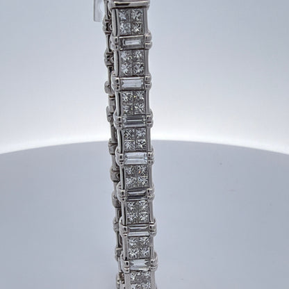 18K White Gold 2.50ctw Diamond Link Station Bracelet, Dainty Round Diamonds
