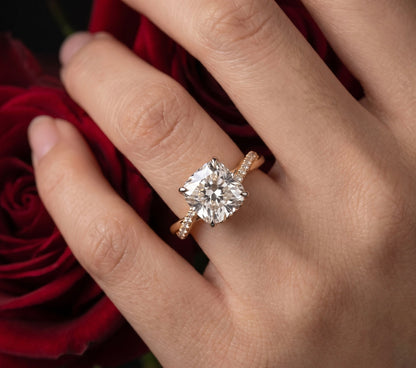 14K Yellow Gold Lab Grown Diamond Engagement Ring 1.96 CTW Cushion Cut