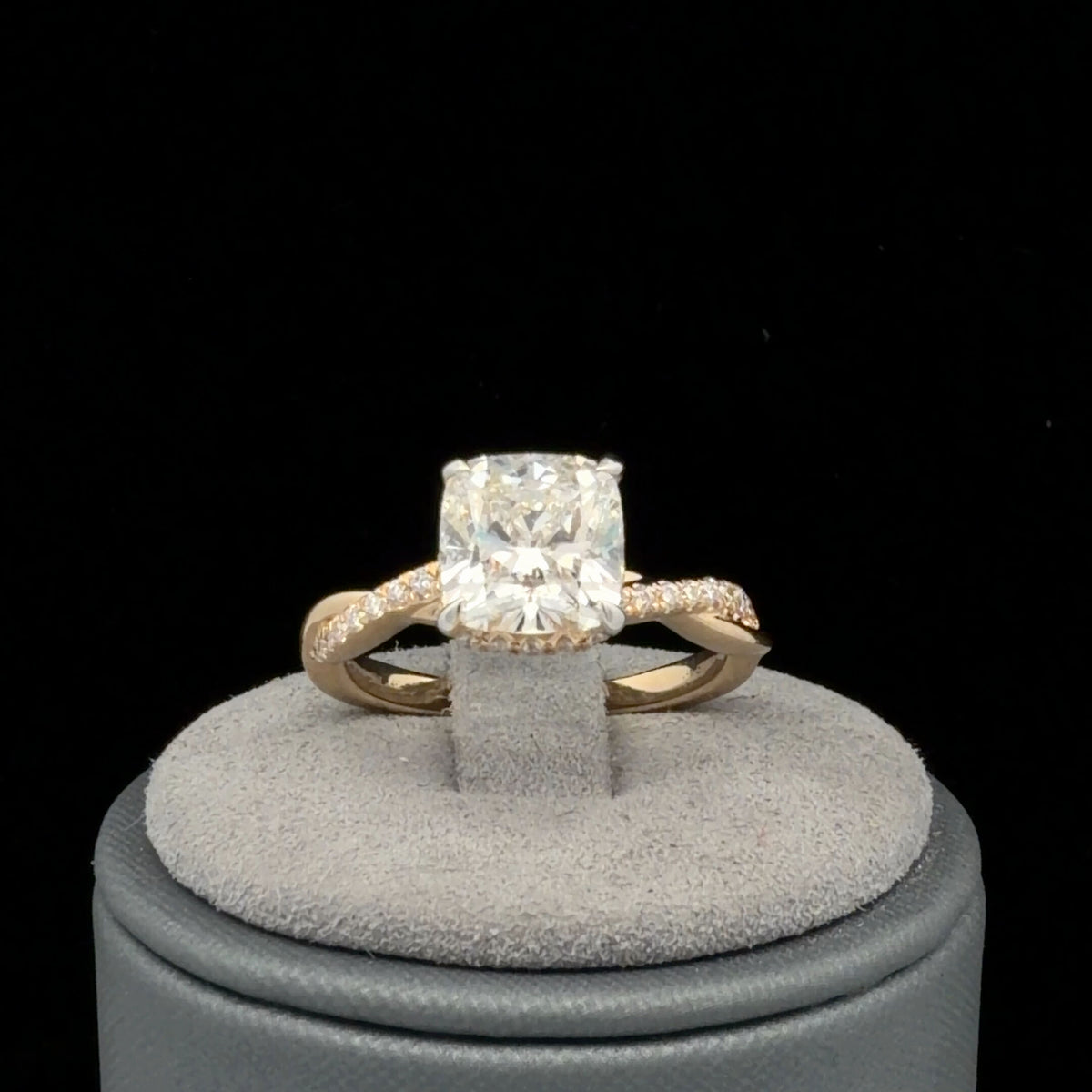 14K Yellow Gold Lab Grown Diamond Engagement Ring 1.96 CTW Cushion Cut