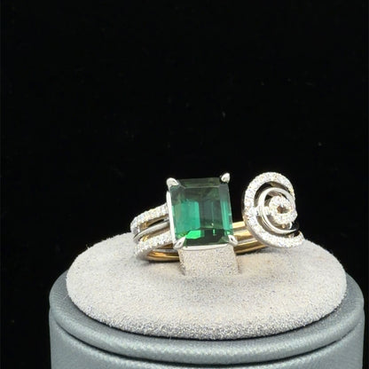 18K & Platinum 2.00ct Tourmaline and Diamond Ring