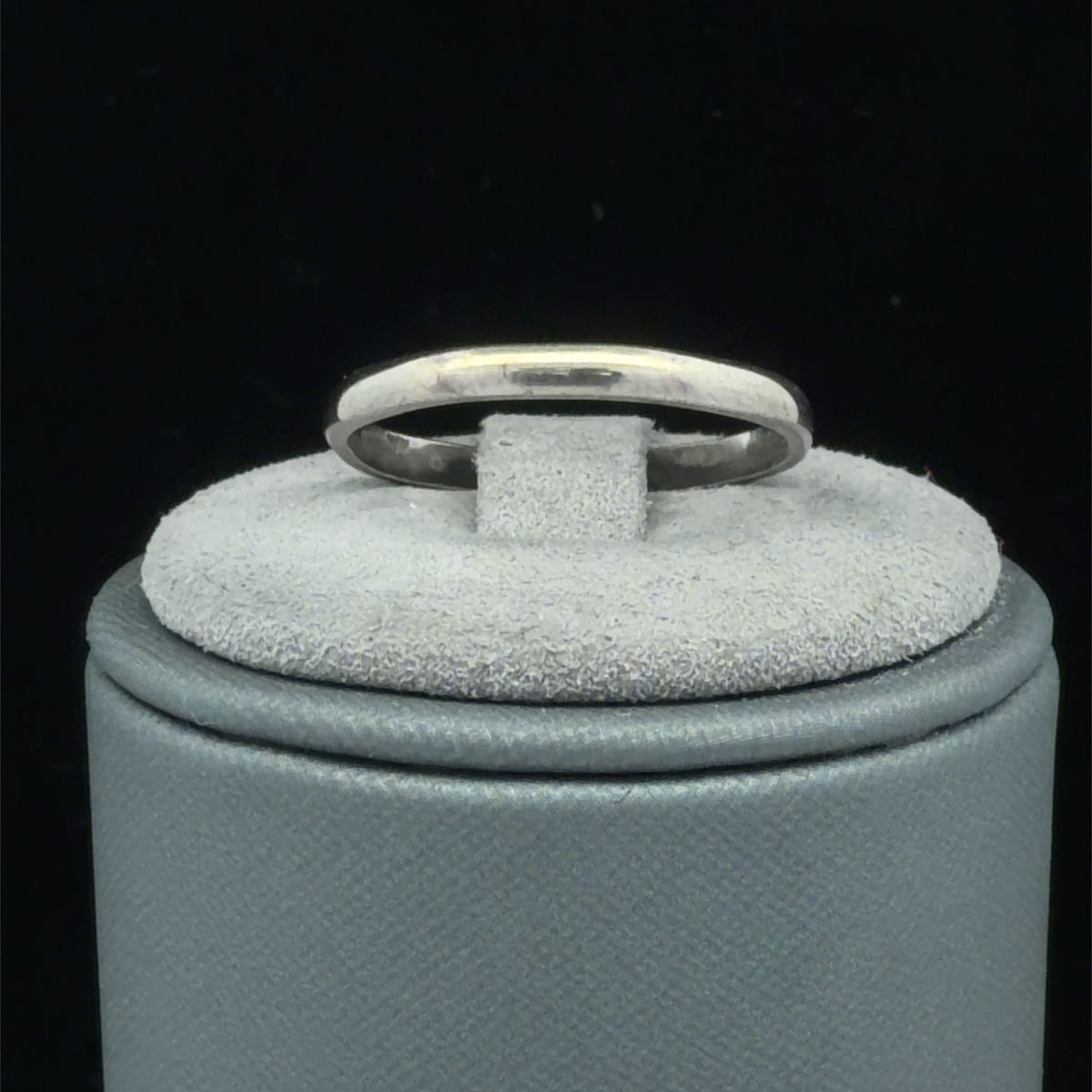 14K Narrow Band White Gold Polished Ring, Dainty Stackable Band Size 7.75