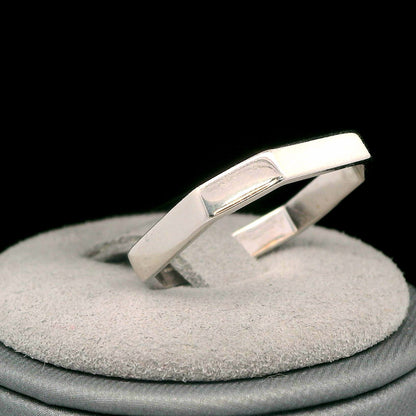 18K White Gold Geometric Octagon Band, Modern Polished Faceted Size 5.5