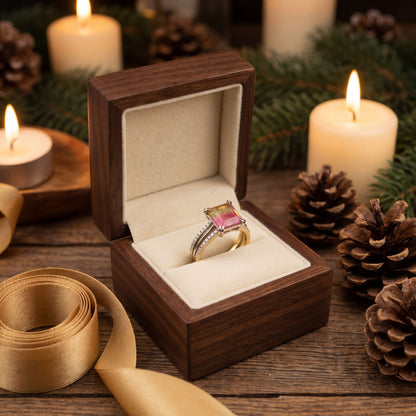 18K Yellow Gold & Platinum 2.25ct Bi-Color Tourmaline and Diamond Ring
