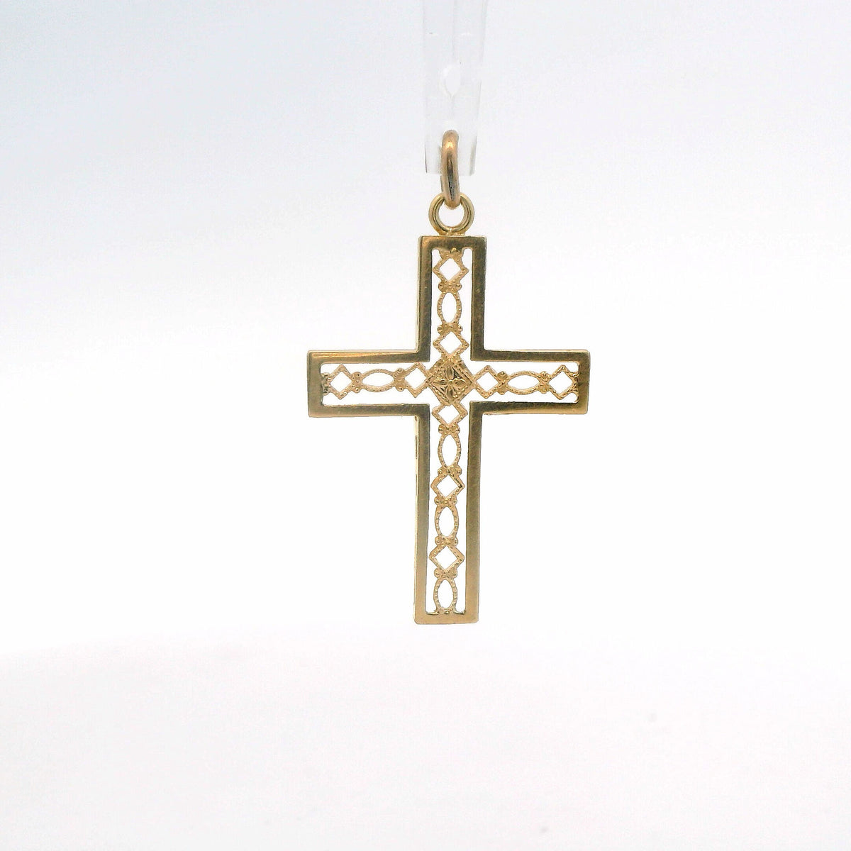 14K Yellow Gold Cross Pendant / Charm, Polished Dainty Classic Minimalist