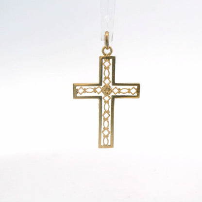 14K Yellow Gold Cross Pendant / Charm, Polished Dainty Classic Minimalist