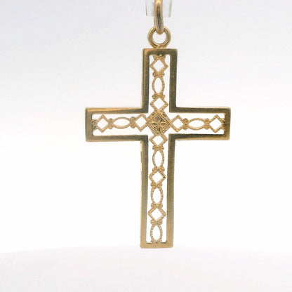 14K Yellow Gold Cross Pendant / Charm, Polished Dainty Classic Minimalist