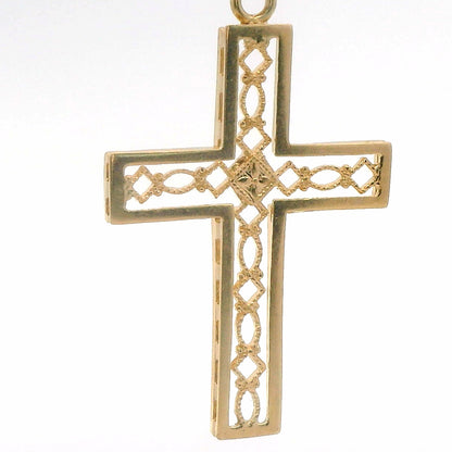 14K Yellow Gold Cross Pendant / Charm, Polished Dainty Classic Minimalist