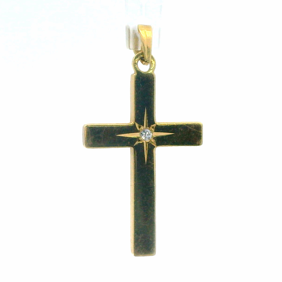 14K Yellow Gold & Diamond Cross Pendant / Charm, 0.01 CTW Diamond-Accented