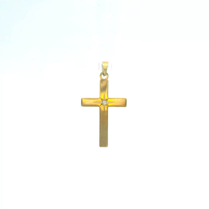 14K Yellow Gold & Diamond Cross Pendant / Charm, 0.01 CTW Diamond-Accented