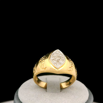 14K Yellow Gold Diamond Men's Ring 0.15 CTW Size 8 Polished Classic Band
