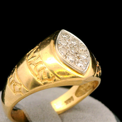 14K Yellow Gold Diamond Men's Ring 0.15 CTW Size 8 Polished Classic Band