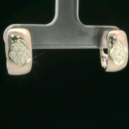 14K White Gold Diamond Huggie Hoop Earrings Dainty Mini Pave-Set 0.41 CTW