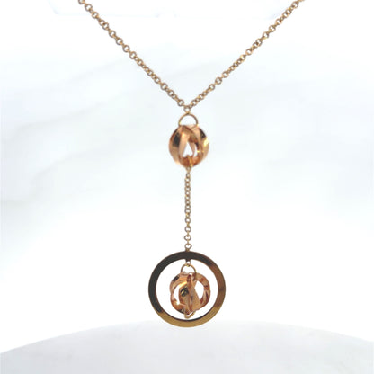 18K Rose & Yellow Gold Two-Tone Y Necklace Dainty Minimalist Y-Drop Pendant