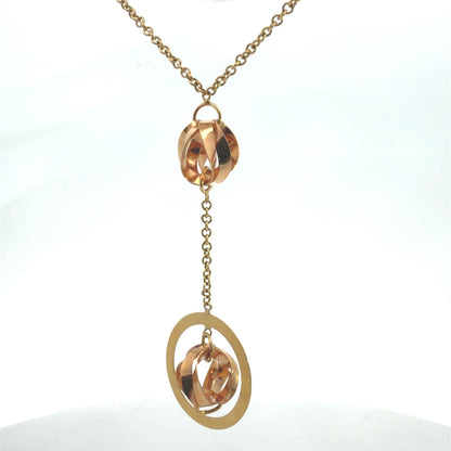 18K Rose & Yellow Gold Two-Tone Y Necklace Dainty Minimalist Y-Drop Pendant
