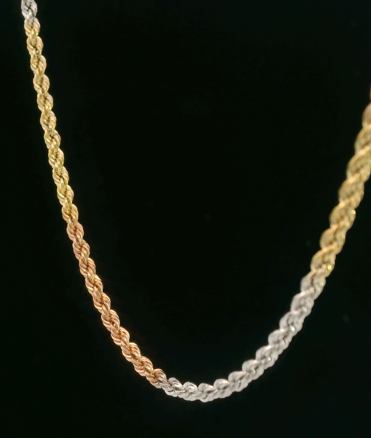18K Tri-Color Gold Italian Rope Chain Bracelet, Polished & Timeless Classic