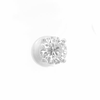 14K White Gold 1.00ct Round Brilliant Cut Single Stud Earring