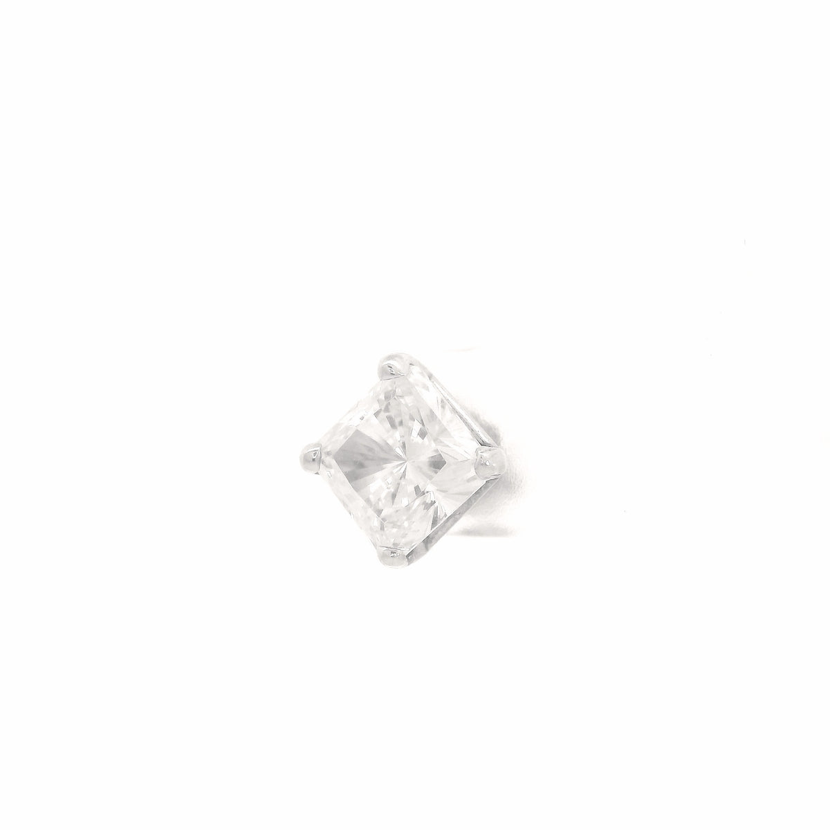 10K White Gold 1.25ct Square Brilliant Cut Single Stud Earring