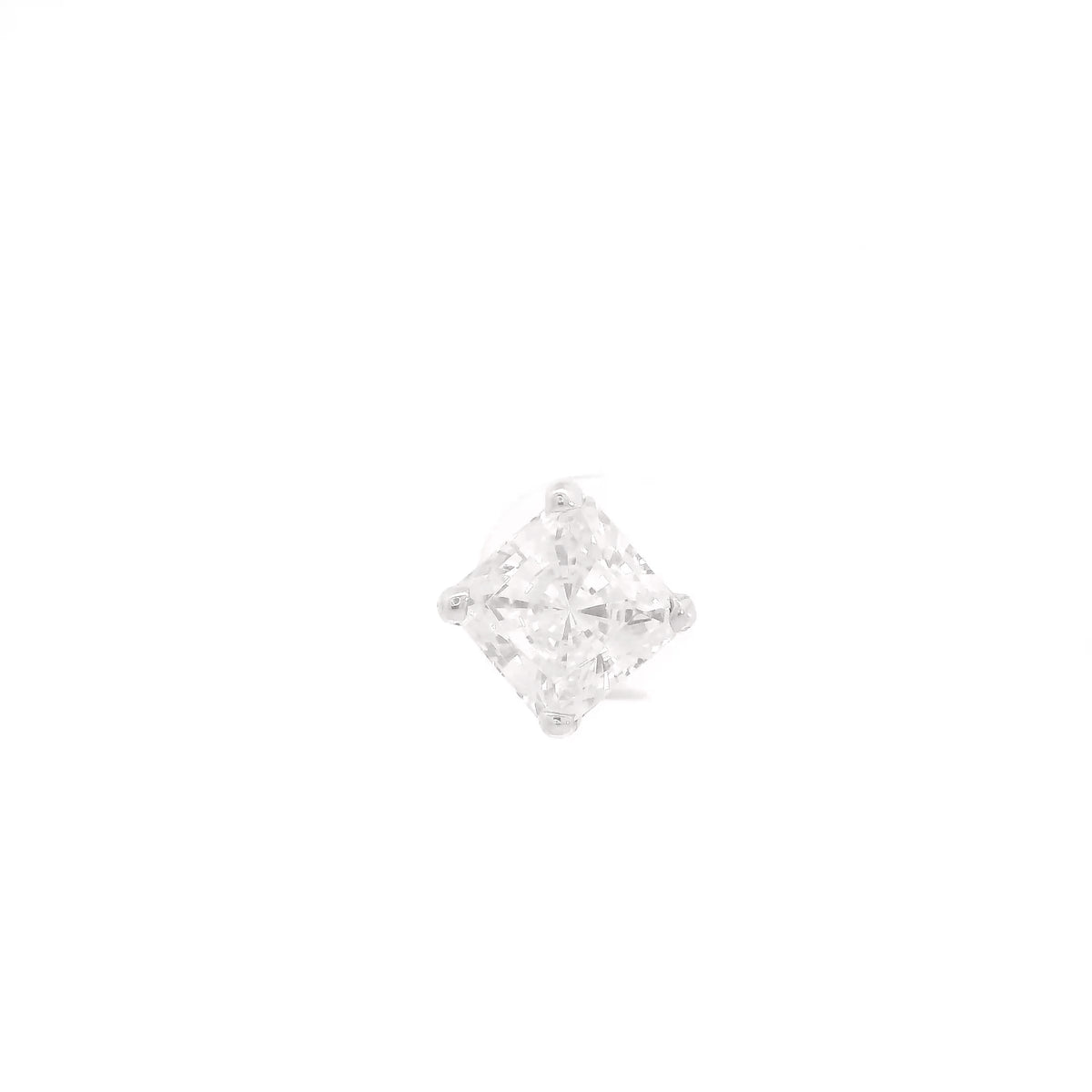 10K White Gold 1.25ct Square Brilliant Cut Single Stud Earring