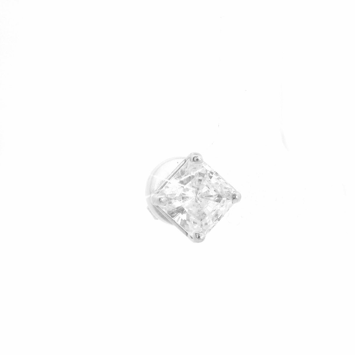 10K White Gold 2.00ct Square Brilliant Cut Single Stud Earring