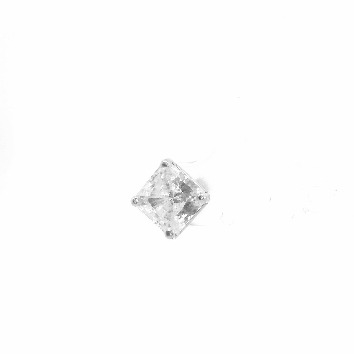 10K White Gold 2.00ct Square Brilliant Cut Single Stud Earring