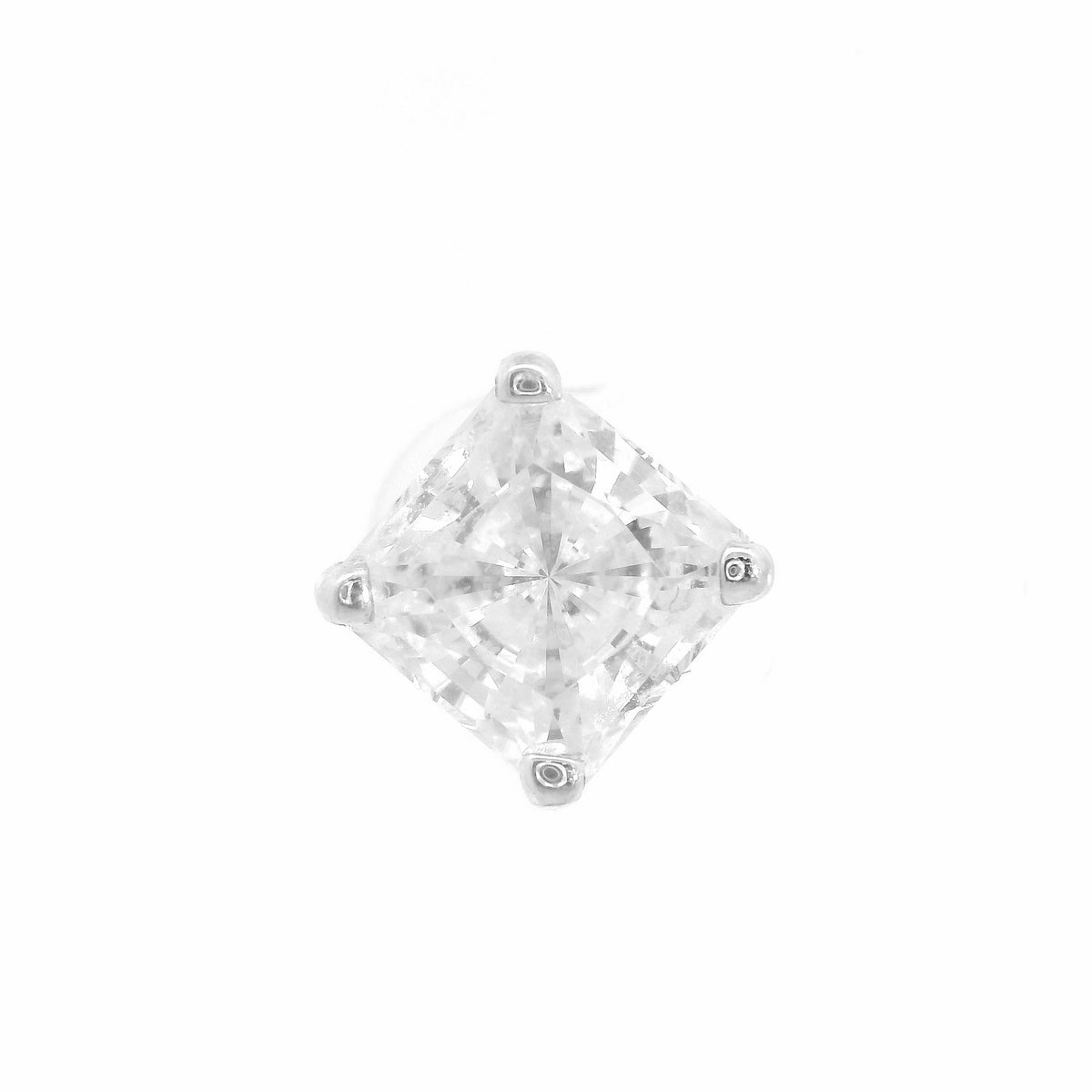 10K White Gold 2.00ct Square Brilliant Cut Single Stud Earring