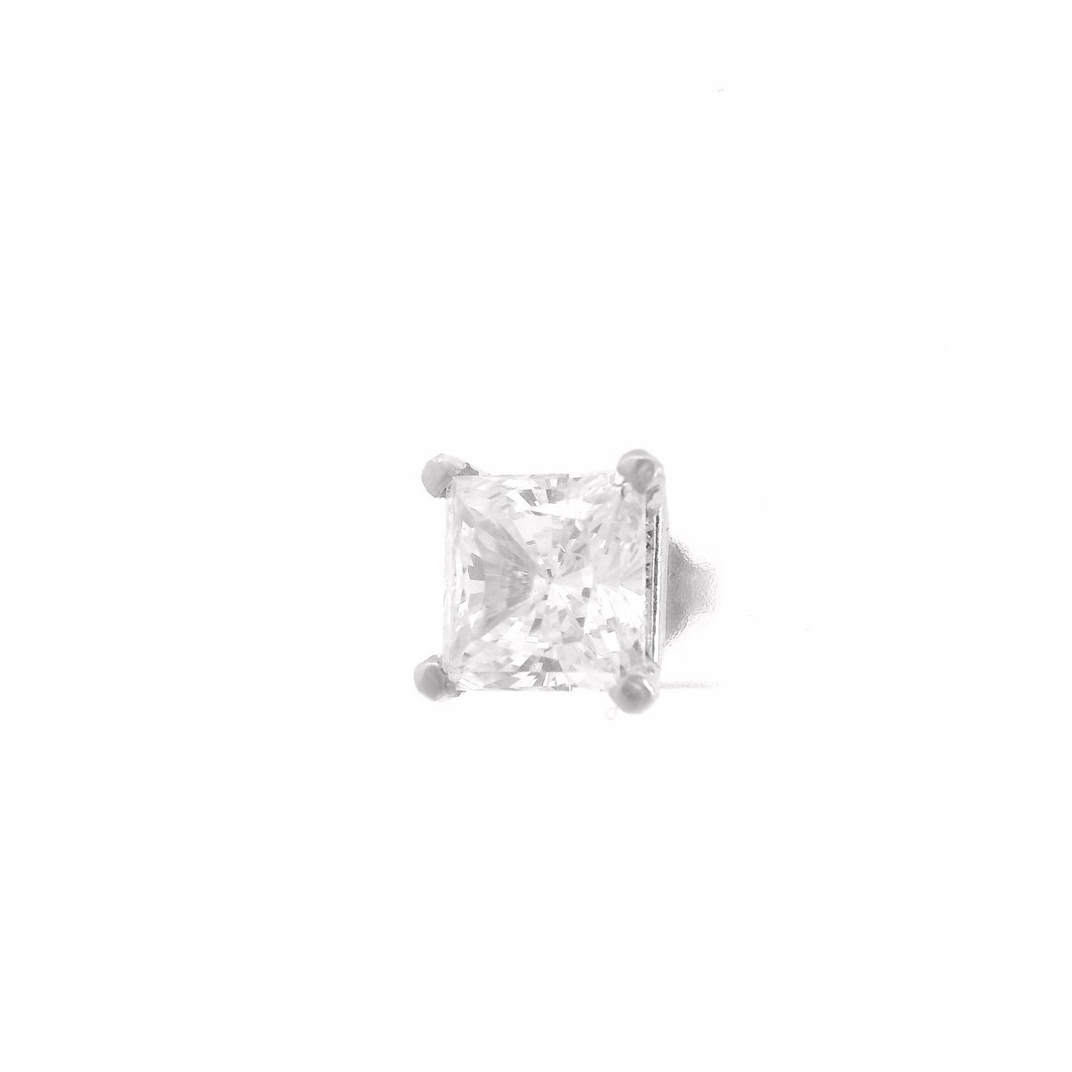 10K White Gold 2.00ct Square Brilliant Cut Single Stud Earring