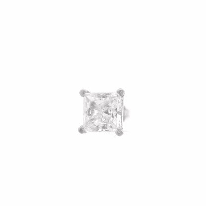 10K White Gold 2.00ct Square Brilliant Cut Single Stud Earring