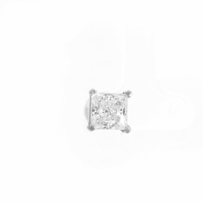 10K White Gold 2.00ct Square Brilliant Cut Single Stud Earring