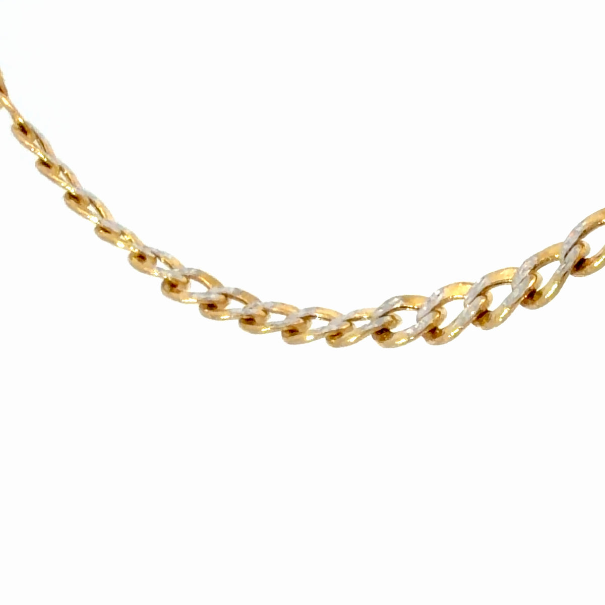 14K White-and-Yellow Gold Two-Tone Cuban Link Chain Necklace High-Polish