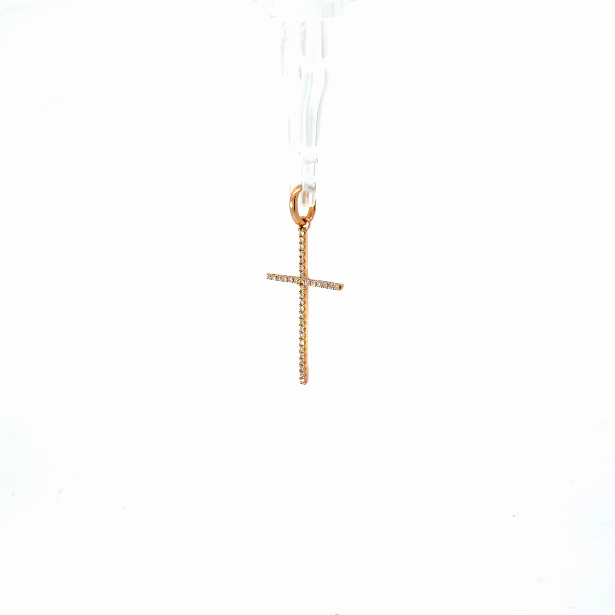 18K Yellow Gold Diamond Pave Cross Pendant 0.07 CTW Dainty Sparkling Charm