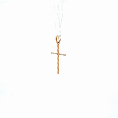 18K Yellow Gold Diamond Pave Cross Pendant 0.07 CTW Dainty Sparkling Charm