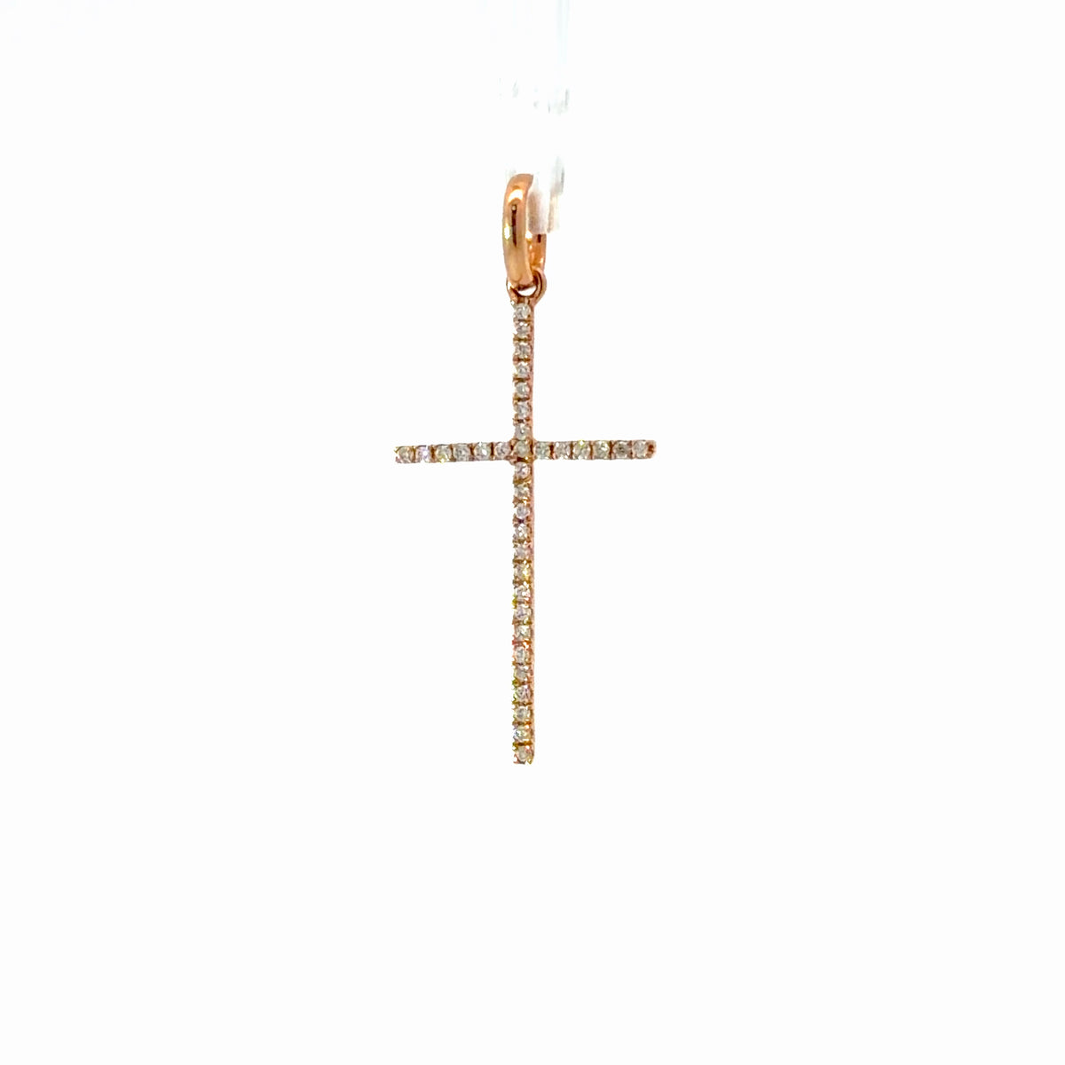18K Yellow Gold Diamond Pave Cross Pendant 0.07 CTW Dainty Sparkling Charm