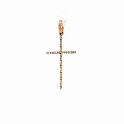 18K Yellow Gold Diamond Pave Cross Pendant 0.07 CTW Dainty Sparkling Charm