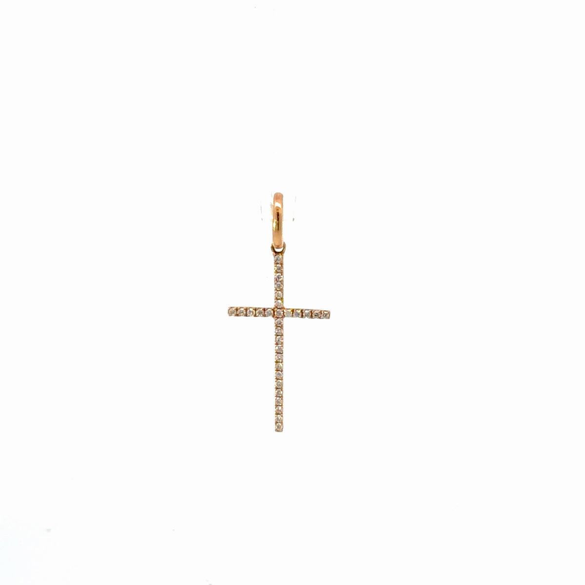 18K Yellow Gold Diamond Pave-Set Cross Pendant 0.06 CTW Faith Jewelry