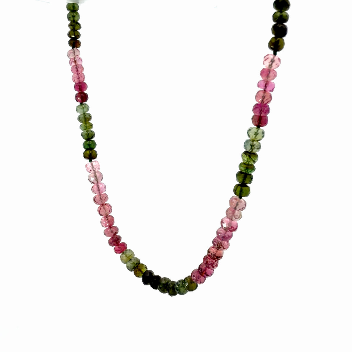 925 Sterling Silver Multi-Color Faceted Tourmaline Graduated Beaded Necklace