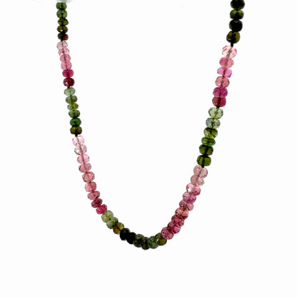 925 Sterling Silver Multi-Color Faceted Tourmaline Graduated Beaded Necklace