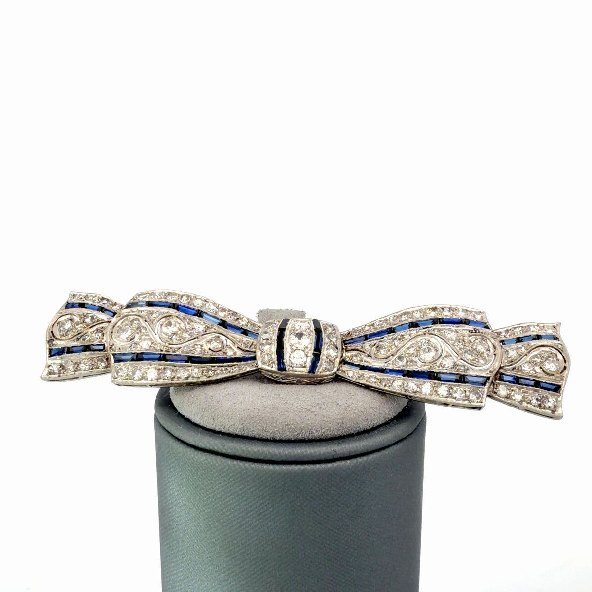 Platinum Antique Diamond And Sapphire Convertible Brooch/Pendant