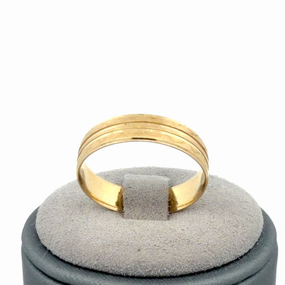14K Yellow Gold Polished & Matte Etched Pattern Band, Size 8, Textured Ring
