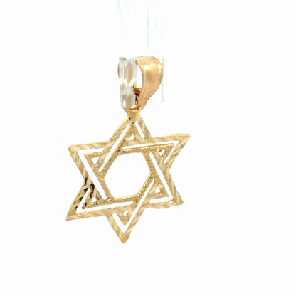 14K Yellow Gold Star Of David Pendant / Charm Classic Dainty Polished Style