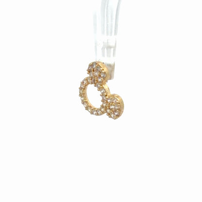 14K White Gold Mickey Mouse Necklace Pendant With 0.12 TCW White Sapphire