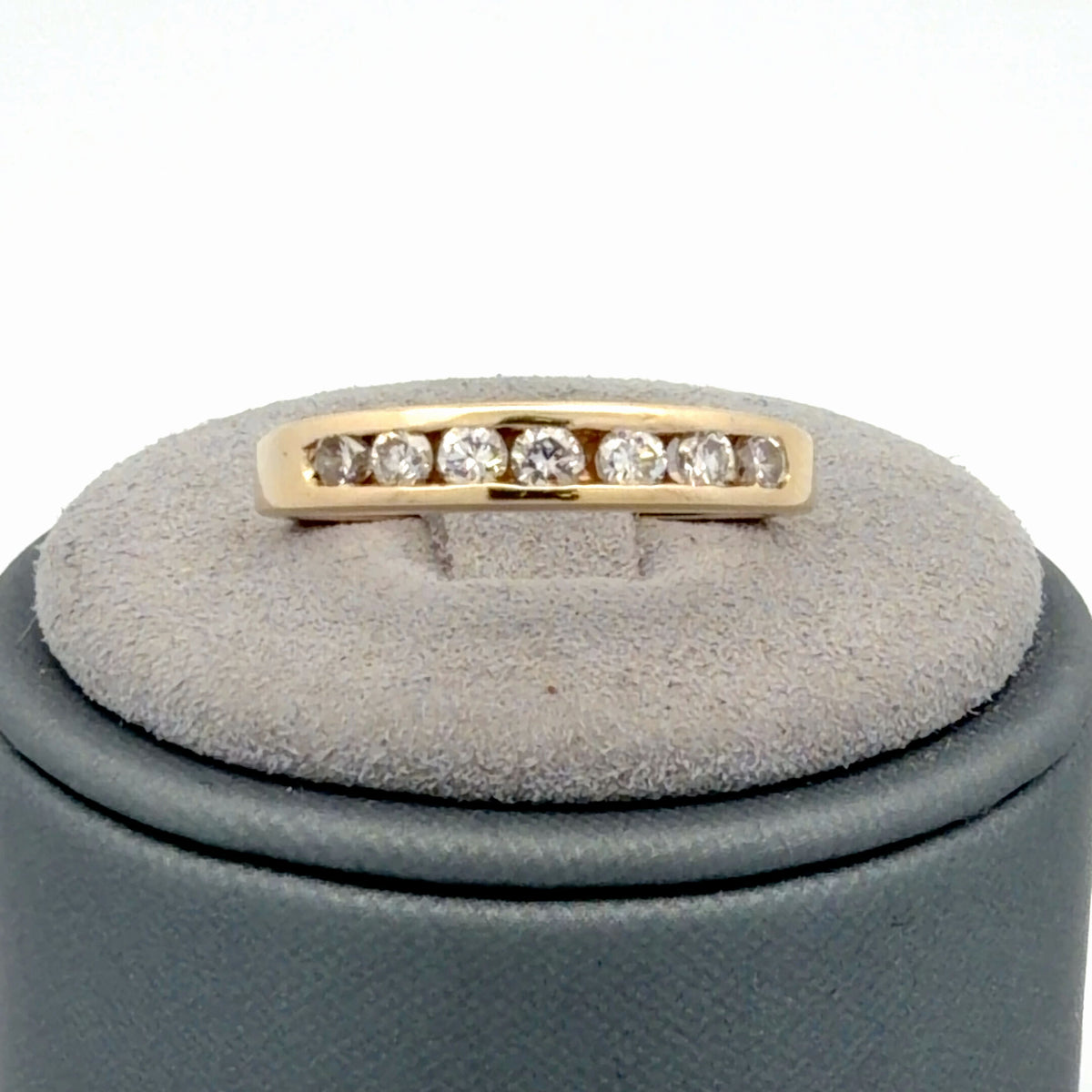 14K Yellow Gold Channel Set Round Diamond Stackable Band 0.35 CTW Size 5.5