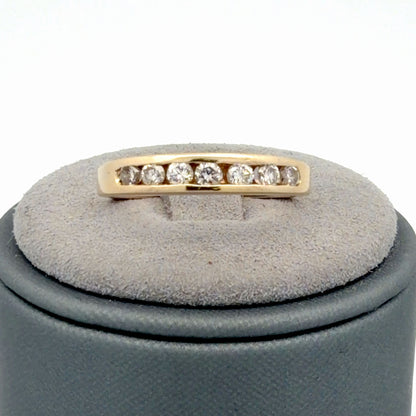 14K Yellow Gold Channel Set Round Diamond Stackable Band 0.35 CTW Size 5.5