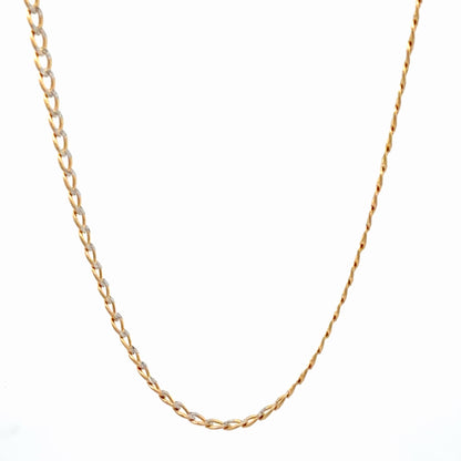 10K White-and-Yellow Gold Two-Tone Cuban Link Chain Necklace, 22-Inch