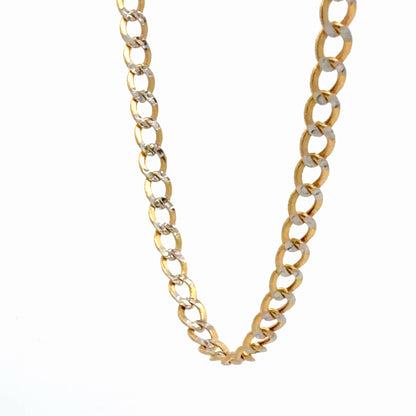 10K White-and-Yellow Gold Two-Tone Cuban Link Chain Necklace, 22-Inch