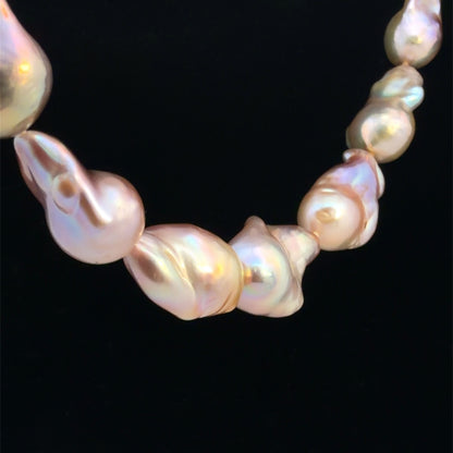 Natural Colored Asymmetrical Pearls Strand Sterling Silver Hand-Strung