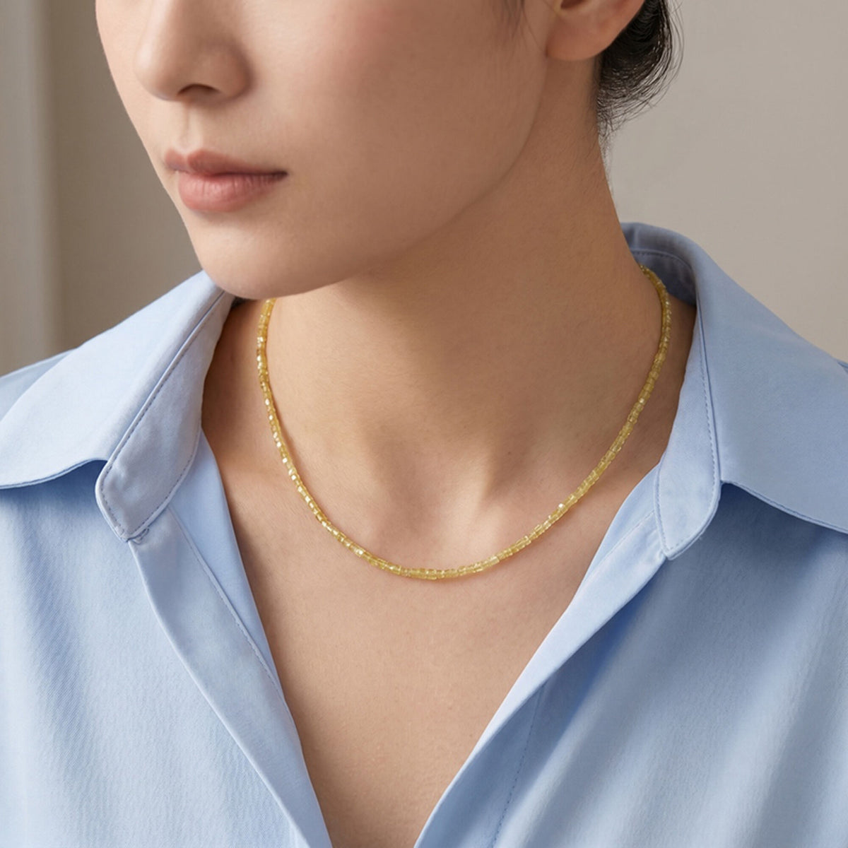 14K Yellow Gold Natural Fancy Yellow Diamond Beaded Necklace
