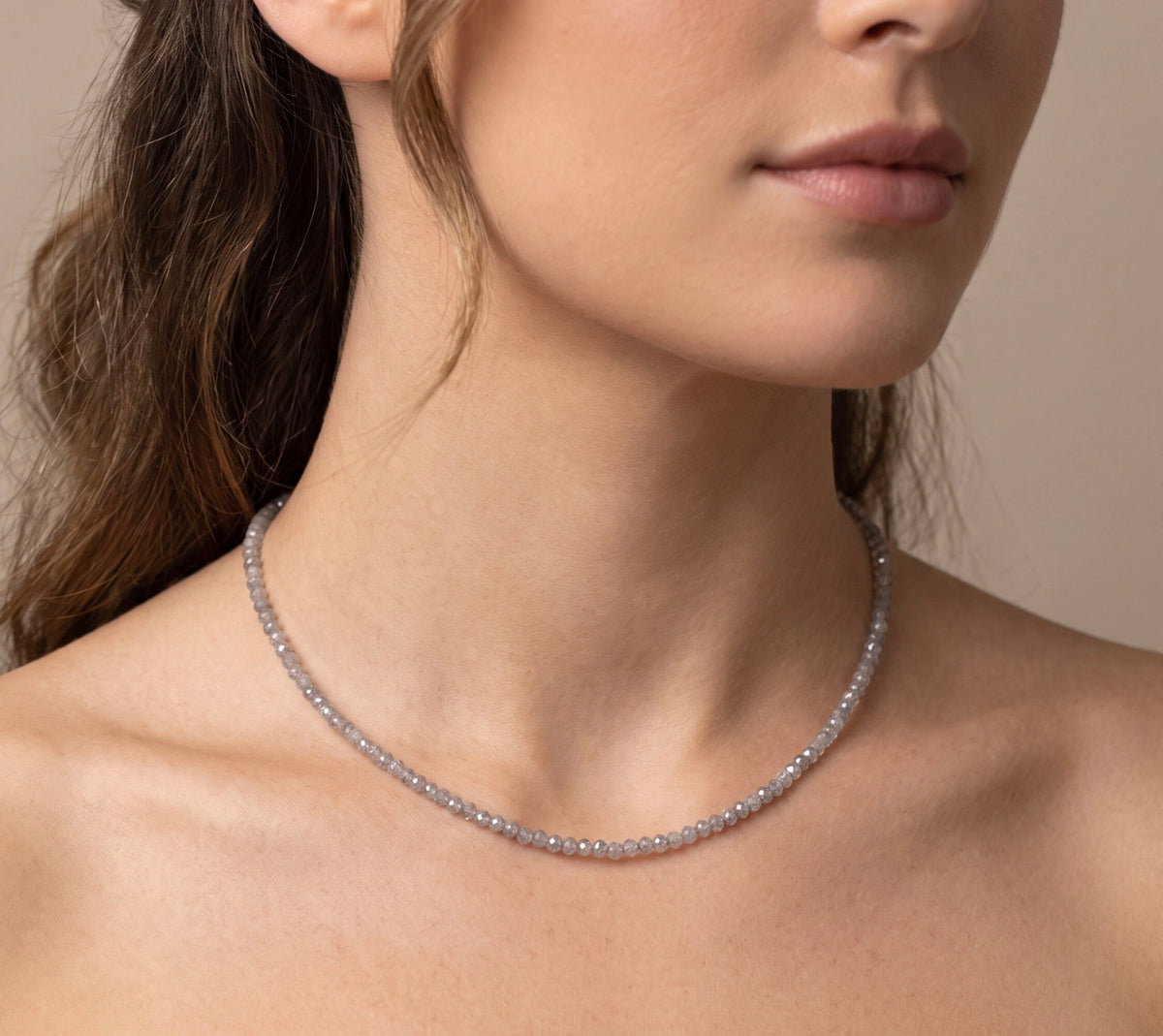 14K Yellow Gold Natural Faceted Diamond Beaded Necklace 23.89 CTW Gunmetal